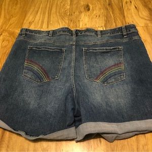 Lane Bryant Blue Jean Shorts with Rainbow Detail